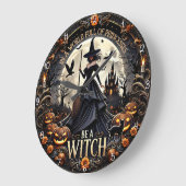 魔女である ラージ壁時計 (傾斜)