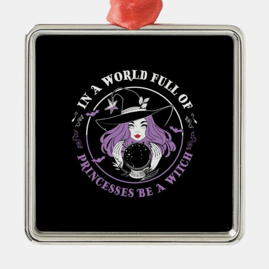 魔女でいっぱいの世界でのハロウィーン誕生日 メタルオーナメント (正面)