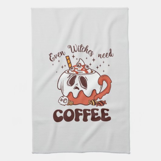 魔女でもコーヒーが必要 キッチンタオル (縦)