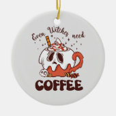 魔女でもコーヒーが必要 セラミックオーナメント (正面)