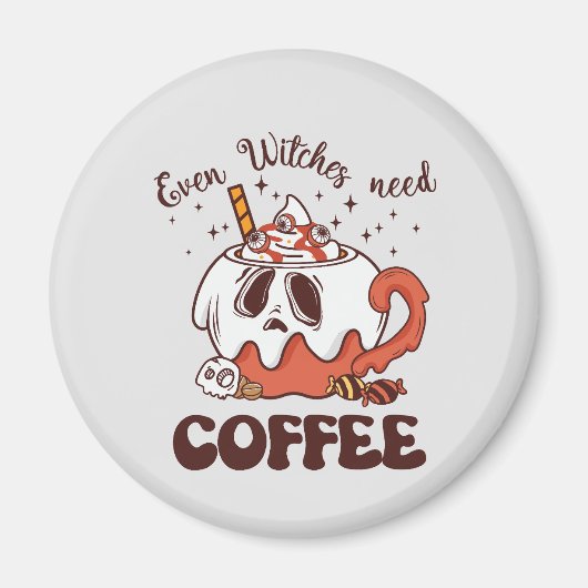 魔女でもコーヒーが必要 マグネット (正面)