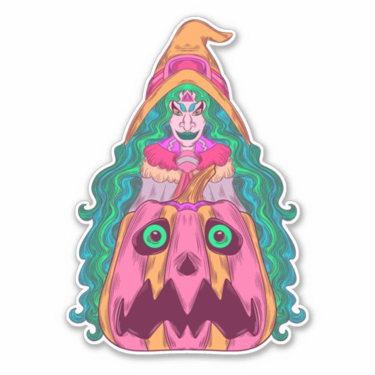 魔女とかぼちゃ シール (正面)