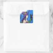 「魔女とそのこうもり猫」ステッカー スクエアシール (バッグ)