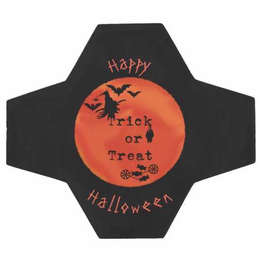 魔女とオレンジムーンのこうもりでトリックまたはトリート サッカーボール (フラット)