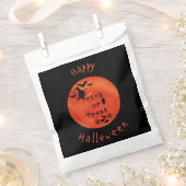 魔女とオレンジムーンのこうもりでトリックまたはトリート フェイバーバッグ (クリップ留めされた状態)