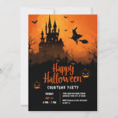 魔女とカボチャのナイトコスチュームパーティー 招待状 (正面)