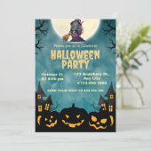魔女とカボチャのハロウィンパーティーの招待状 招待状 (スタンド正面)