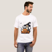 魔女とカボチャの悪魔ハロウィーンTシャツ Tシャツ (正面フル)
