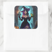 魔女とカンデラブラとカエルのハロウィン スクエアシール (バッグ)