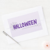 魔女とクモの巣の装飾が施されたハロウィーンのスクリプトデザイン 長方形シール (封筒)