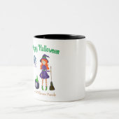 魔女とスパイダー名前をカスタムするハロウィーン ツートーンマグカップ (正面右)