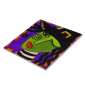 魔女とスパイダー抽象芸術ハロウィンアート タイル (側面)