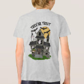 魔女とハロウィーンの家をトリック幽霊のよく出るまたは治療する トライブレンドTシャツ (裏面)