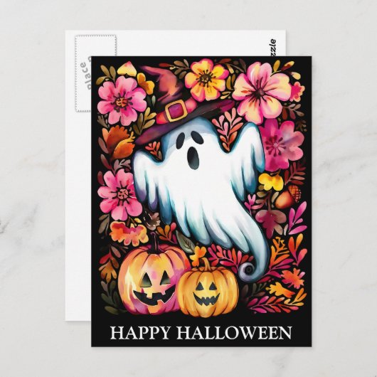 魔女とハロウィーンの怖い夜 ポストカード (正面/裏面)