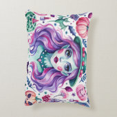 魔女とハロウィーンプリント付き化粧枕 アクセントクッション (裏面(縦))