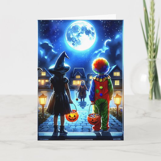 魔女とピエロが怪物ハロウィーンを見て カード (正面)
