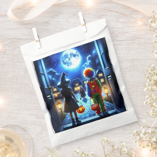 魔女とピエロが怪物ハロウィーンを見て フェイバーバッグ (クリップ留めされた状態)