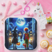 魔女とピエロが怪物ハロウィーンを見て ペーパープレート (パーティー)