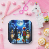 魔女とピエロが怪物ハロウィーンを見て ペーパープレート (パーティー)