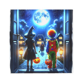 魔女とピエロが怪物ハロウィーンを見て メタルプリント