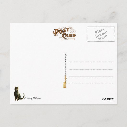 魔女とフクロウと猫のハロウィーンのご挨拶 ポストカード (裏面)