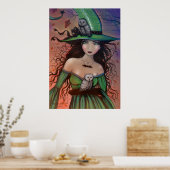 魔女とフクロウのハロウィーンポスター ポスター (キッチン)