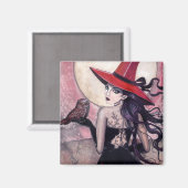 魔女とフクロウのファンタジーアート マグネット (正面/裏面)