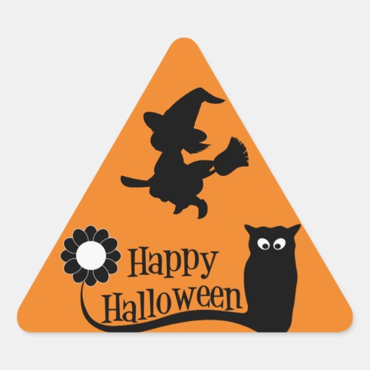 魔女とフクロウ 三角形シール (正面)