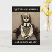 魔女とミイラと幽霊、おおハロウィーン カード (黄色い花)