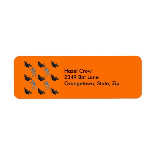 魔女とミイラ柄ハロウィーン住所 シール (正面)