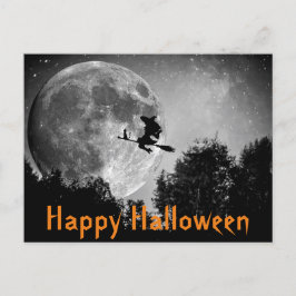 魔女とムーンハロウィーンのカスタマイズ可能はがき ポストカード