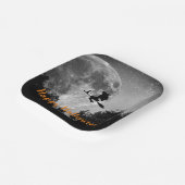 魔女とムーンハロウィーンのカスタマイズ可能 ペーパープレート (傾斜あり)