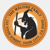 魔女とムーンハロウィーンオレンジ差出人住所 ラウンドシール (正面)