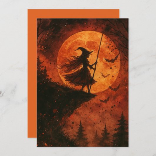 魔女とムーンライトクリフ | ハロウィ不気味ン カード (正面/裏面)