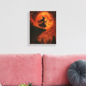 魔女とムーンライトクリフ | ハロウィ不気味ン キャンバスプリント (インサイチュ (リビング))