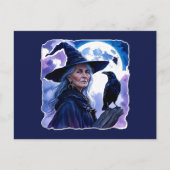 魔女とレイヴン – ハロウィーンファンおもしろい1 ポストカード (正面)
