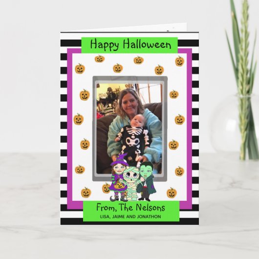 魔女とヴァンパイアの写真ハロウィーンミー カード (正面)