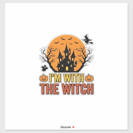 魔女と一緒にいる ヴィンテージ ハロウィン 城 デザイン シール (シート)