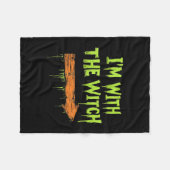 魔女と一緒 ハロウィンおもしろい 夫婦ペア フリースブランケット (正面(横))