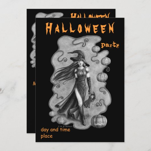 魔女と人形ハロウィーンの招待 (正面/裏面)