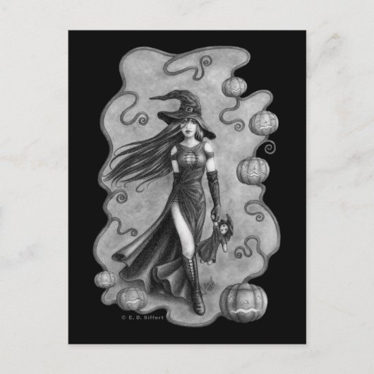 魔女と人形ハロウィーン ポストカード (正面)