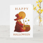 魔女と大釜グリーティングカード カード (黄色い花)