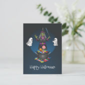 魔女と幽霊のハロウィンパーティーでお菓子をもらおう ポストカード (スタンド正面)