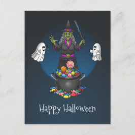 魔女と幽霊のハロウィンパーティーでお菓子をもらおう ポストカード