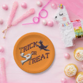 魔女と幽霊トリックまたはトリートハロウィーンプレート ペーパープレート (パーティー)