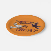 魔女と幽霊トリックまたはトリートハロウィーンプレート ペーパープレート (アングル)