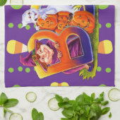 魔女と幽霊ブー キッチンタオル (折り畳み)