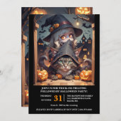 魔女と彼女の猫ハローウィンパーティ 招待状 (正面/裏面)