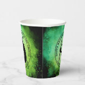 魔女と文字カスタムグリーンブラックハロウィーン 紙コップ (右)