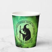 魔女と文字カスタムグリーンブラックハロウィーン 紙コップ (正面)